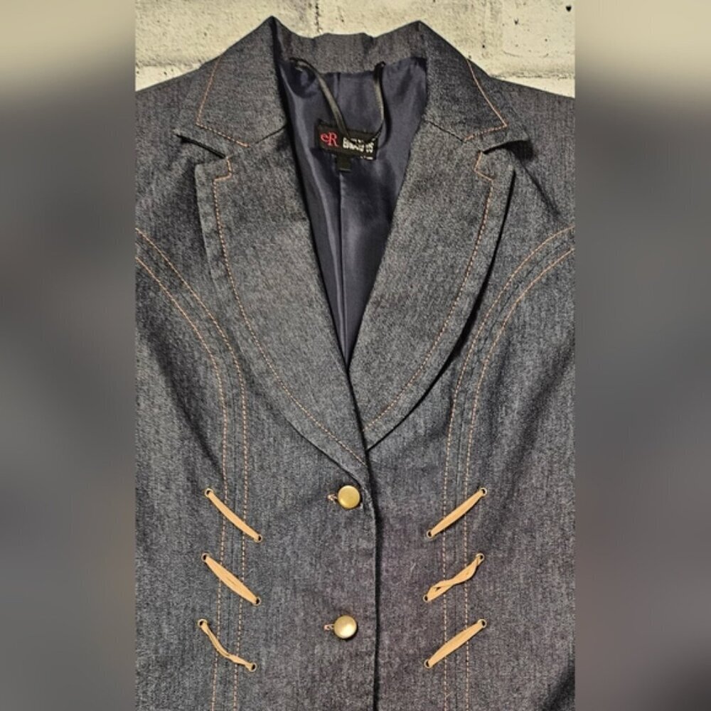 90's Vintage Edward'os Denim Blazer - Picture 5 of 12